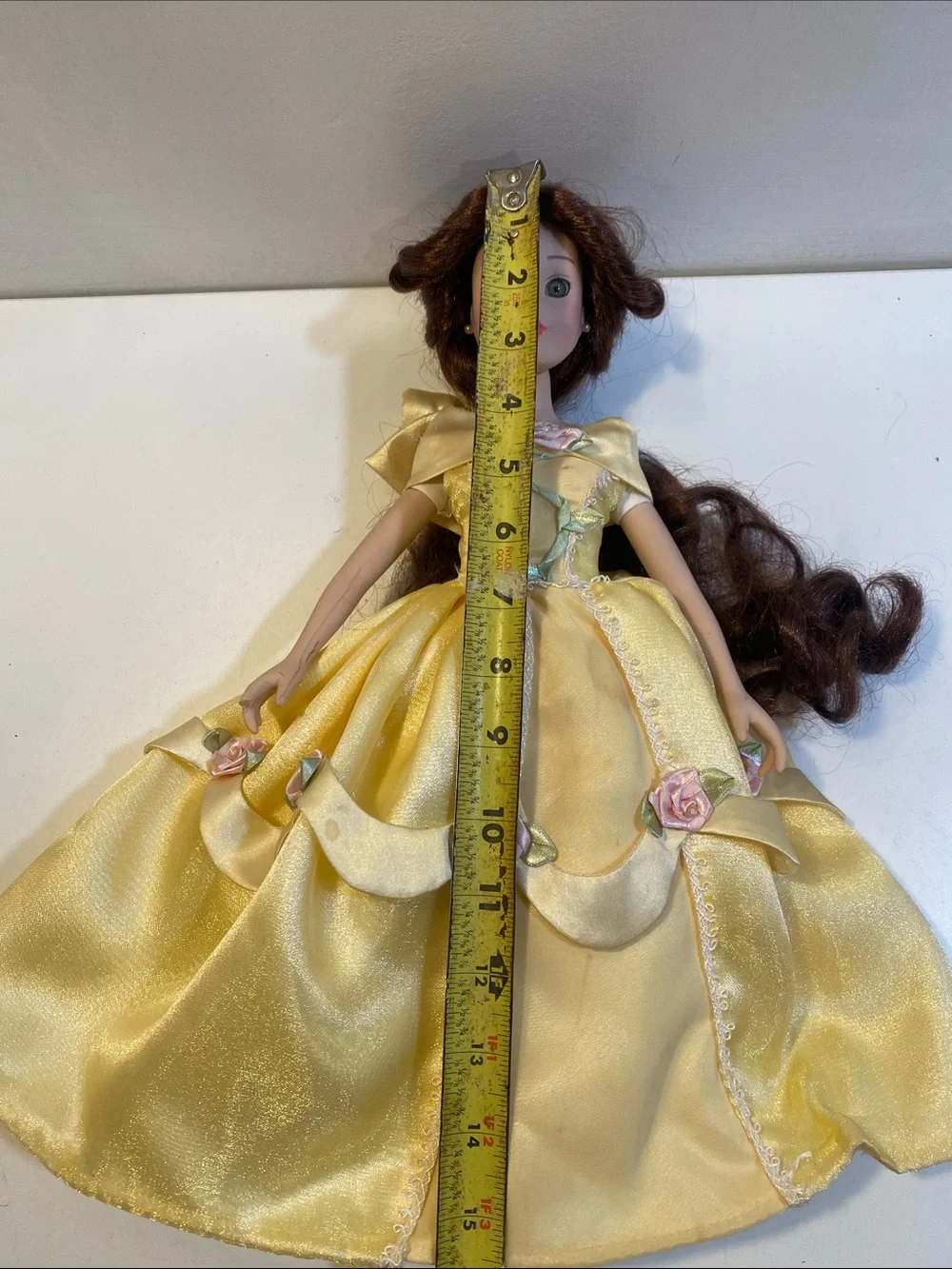 Disney Vintage Yellow Rose Princess Doll in Satin Gown Porcelain